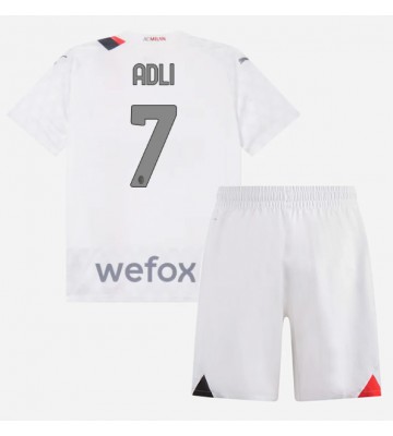 AC Milan Yacine Adli #7 Udebanesæt Børn 2023-24 Kort ærmer (+ korte bukser)